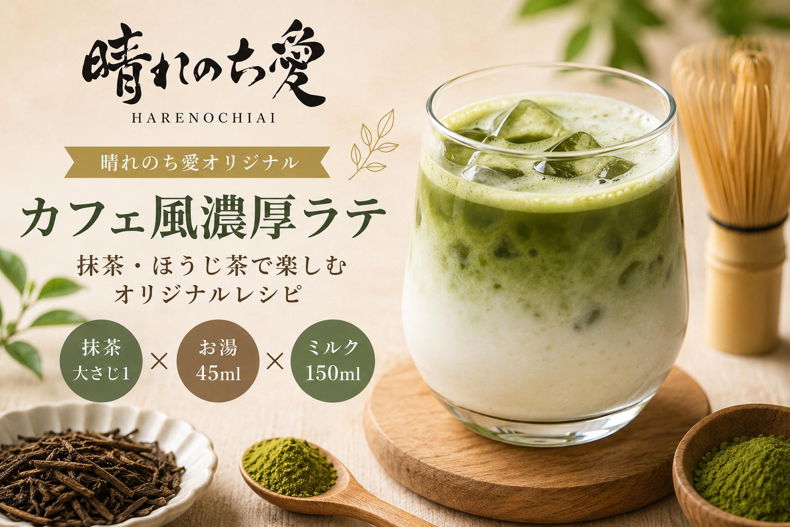 カフェ風濃厚ラテの作り方｜抹茶・ほうじ茶で楽しむ晴れのち愛オリジナルレシピ